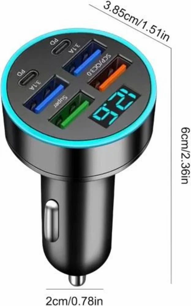 6 In 1 Car Charger Usb Car Charger Car Usb Adapter 2Pd+4Usb Car Charger
